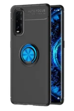 Uray store Oppo Find X2 Kılıf Range Yüzüklü Silikon - Siyah-Mavi