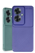 Uray store Oppo Reno 11F Kılıf Auto Focus Karbon Kapak - Lacivert - Görsel 3