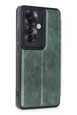 Uray store Oppo Reno 11F Kılıf Flip Cover - Koyu Yeşil - Görsel 2