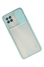 Uray store Oppo Reno 4 Lite Kılıf Palm Buzlu Kamera Sürgülü Silikon - Turkuaz - Görsel 2