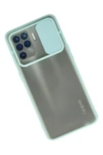 Uray store Oppo Reno 5 Lite Kılıf Palm Buzlu Kamera Sürgülü Silikon - Turkuaz - Görsel 2