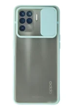 Uray store Oppo Reno 5 Lite Kılıf Palm Buzlu Kamera Sürgülü Silikon - Turkuaz