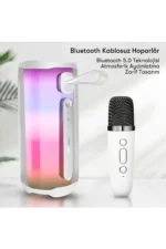 Uray store Pluse 5 Mikrofonlu RGB Kablosuz Hoparlör - Beyaz - Görsel 4