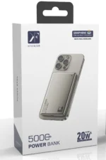 Uray store PW555 5.000 mAh Dijital Göstergeli 18W Type-C ve 15W Kablosuz Şarj PD Hızlı Şarj Magsafe Powerbank - Titanyum - Görsel 2