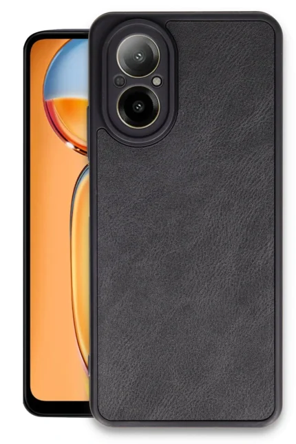 Uray store Realme 12 Lite Kılıf Aras Deri Kapak - Siyah