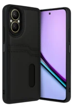 Uray store Realme 12 Lite Kılıf Sara Kartvizitli Deri Kılıf - Siyah
