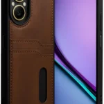 Uray store Realme 12 Lite Kılıf Sara Kartvizitli Deri Kılıf - Taba