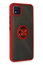 Uray store Realme C11 2021 Kılıf Montreal Yüzüklü Silikon Kapak - Kırmızı - Görsel 3