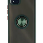 Uray store Realme C11 2021 Kılıf Montreal Yüzüklü Silikon Kapak - Yeşil