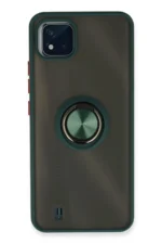 Uray store Realme C11 2021 Kılıf Montreal Yüzüklü Silikon Kapak - Yeşil