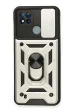 Uray store Realme C11 2021 Kılıf Pars Lens Yüzüklü Silikon - Gümüş