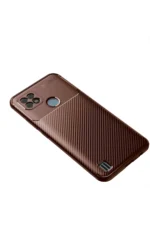 Uray store Realme C21 Kılıf Auto Focus Karbon Kapak - Kahverengi - Görsel 2