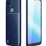 Uray store Realme C21 Kılıf Auto Focus Karbon Kapak - Lacivert
