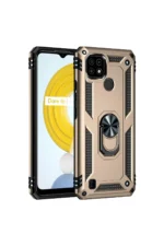 Uray store Realme C21 Kılıf Sofya Yüzüklü Silikon Kapak - Gold