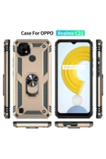 Uray store Realme C21 Kılıf Sofya Yüzüklü Silikon Kapak - Gold - Görsel 3