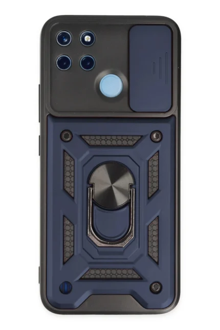 Uray store Realme C25Y Kılıf Pars Lens Yüzüklü Silikon - Lacivert
