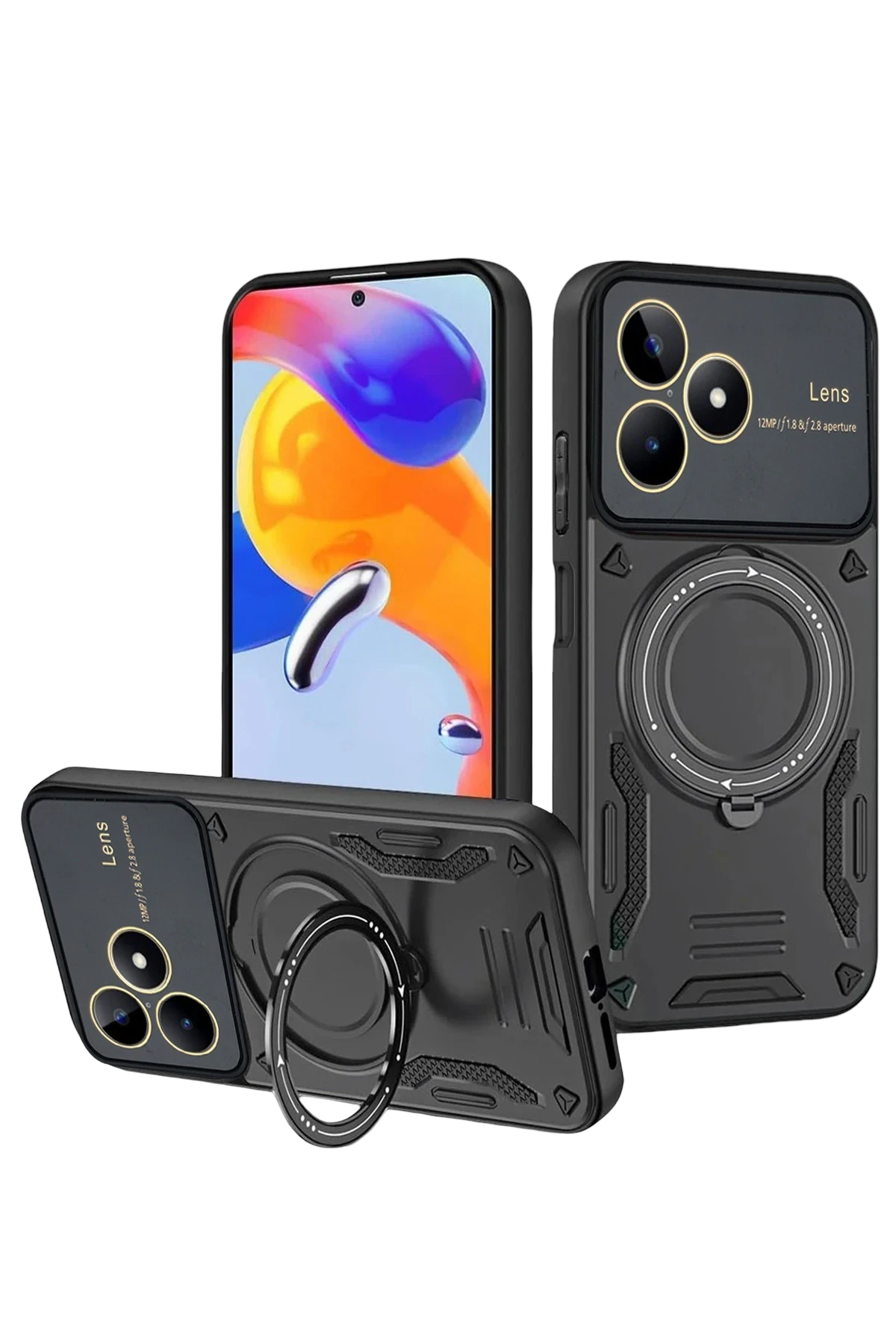 newface-realme-c53-kilif-joy-lens-standli-kapak-siyah-default Uray store Realme C53 Kılıf Joy Lens Standlı Kapak - Siyah - Görsel 1