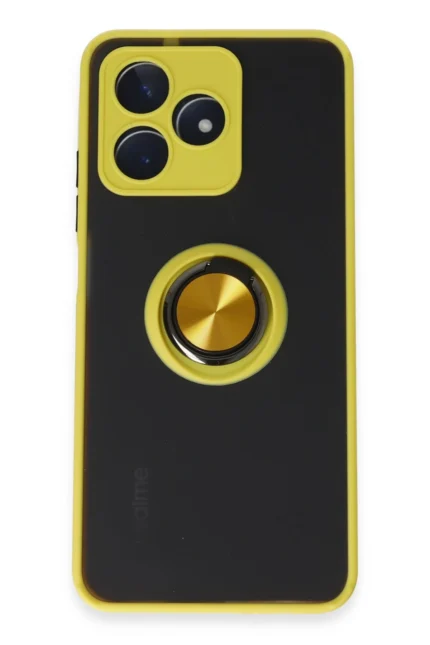 Uray store Realme C53 Kılıf Montreal Yüzüklü Silikon Kapak - Sarı