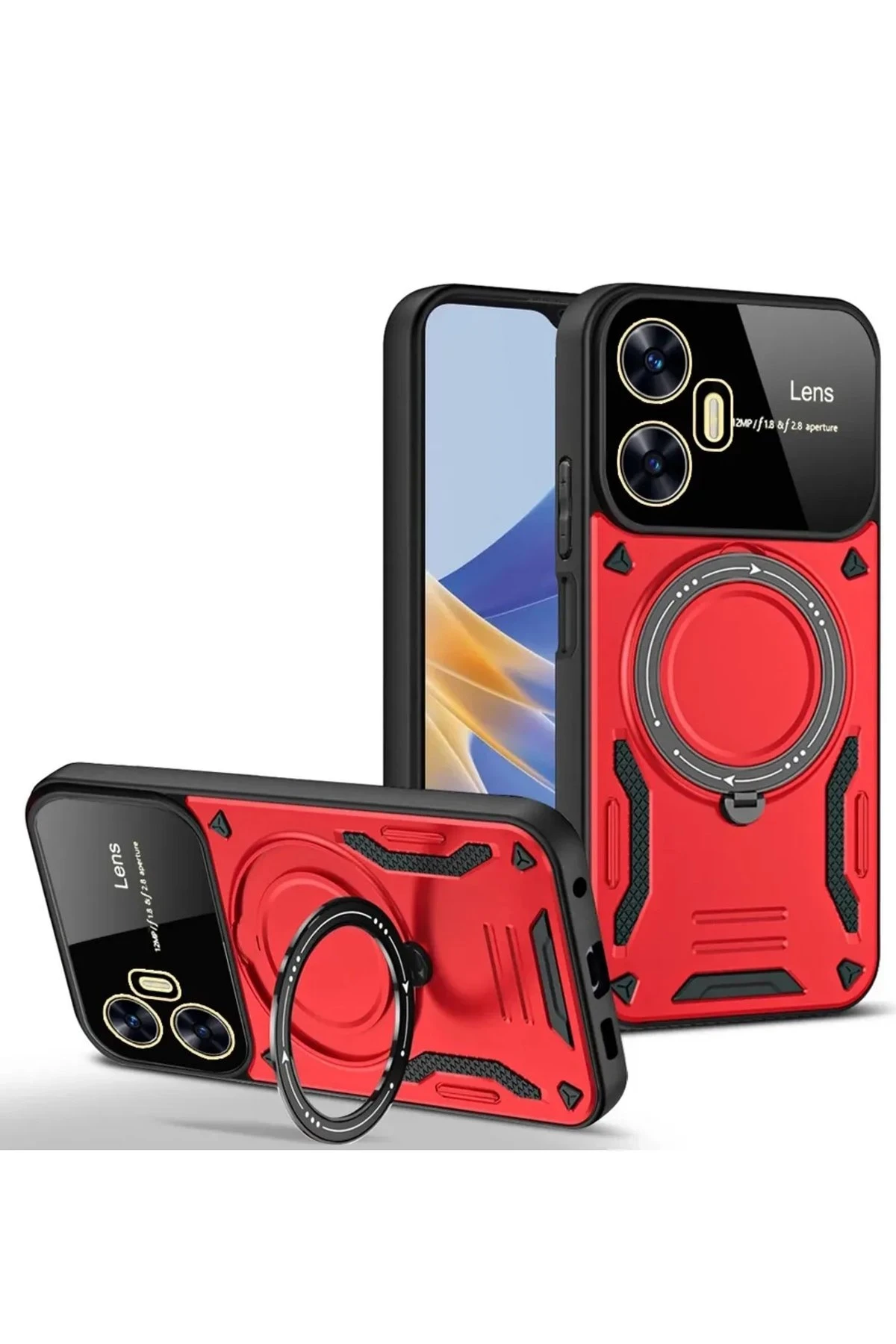 newface-realme-c55-kilif-joy-lens-standli-kapak-kirmizi-default Uray store Realme C55 Kılıf Joy Lens Standlı Kapak - Kırmızı - Görsel 1