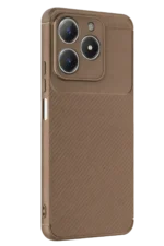 Uray store Realme C61 Kılıf Auto Focus Karbon Kapak - Kahverengi