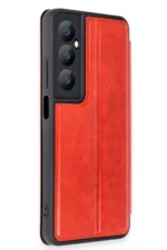 Uray store Realme C65 Kılıf Flip Cover - Kırmızı - Görsel 2
