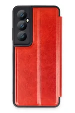 Uray store Realme C65 Kılıf Flip Cover - Kırmızı