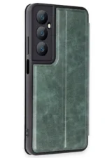 Uray store Realme C65 Kılıf Flip Cover - Koyu Yeşil - Görsel 2