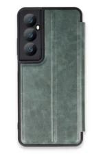 Uray store Realme C65 Kılıf Flip Cover - Koyu Yeşil