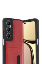 Uray store Realme C65 Sara Kartvizitli Deri Kılıf - Kırmızı - Görsel 2