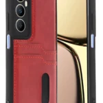 Uray store Realme C65 Sara Kartvizitli Deri Kılıf - Kırmızı