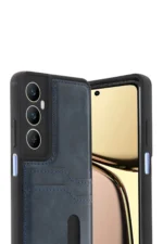 Uray store Realme C65 Sara Kartvizitli Deri Kılıf - Lacivert - Görsel 2