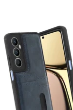 Uray store Realme C65 Sara Kartvizitli Deri Kılıf - Lacivert - Görsel 3