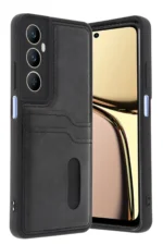 Uray store Realme C65 Sara Kartvizitli Deri Kılıf - Siyah