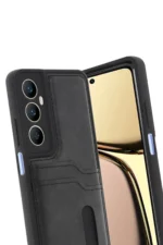 Uray store Realme C65 Sara Kartvizitli Deri Kılıf - Siyah - Görsel 3