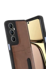 Uray store Realme C65 Sara Kartvizitli Deri Kılıf - Taba - Görsel 3