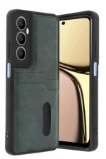 Uray store Realme C65 Sara Kartvizitli Deri Kılıf - Yeşil