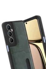 Uray store Realme C65 Sara Kartvizitli Deri Kılıf - Yeşil - Görsel 3