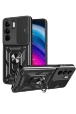 Uray store Realme C75 4G Kılıf Pars Lens Yüzüklü Silikon - Siyah
