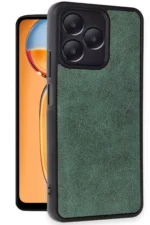 Uray store Realme Note 50 4G Kılıf Aras Deri Kapak - Koyu Yeşil - Görsel 2