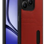Uray store Realme Note 50 4G Kılıf Sara Kartvizitli Deri Kılıf - Kırmızı