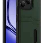 Uray store Realme Note 50 4G Kılıf Sara Kartvizitli Deri Kılıf - Koyu Yeşil