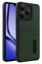 Uray store Realme Note 50 4G Kılıf Sara Kartvizitli Deri Kılıf - Koyu Yeşil