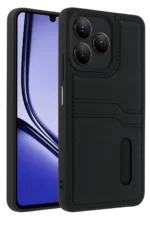 Uray store Realme Note 50 4G Kılıf Sara Kartvizitli Deri Kılıf - Siyah