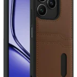Uray store Realme Note 50 4G Kılıf Sara Kartvizitli Deri Kılıf - Taba