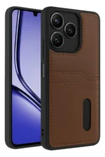 Uray store Realme Note 50 4G Kılıf Sara Kartvizitli Deri Kılıf - Taba