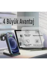 Uray store S90 4in1 Kablosuz Şarj Masaüstü Set - Siyah - Görsel 3