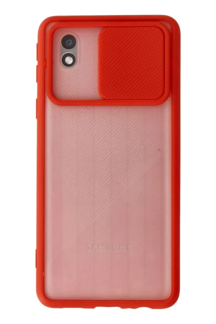 Uray store Samsung Galaxy A01 Core Kılıf Palm Buzlu Kamera Sürgülü Silikon - Kırmızı