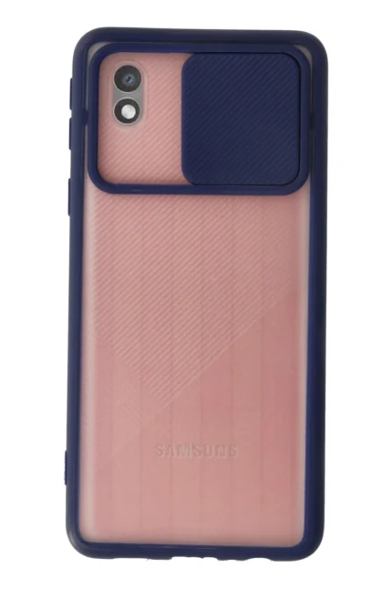 Uray store Samsung Galaxy A01 Core Kılıf Palm Buzlu Kamera Sürgülü Silikon - Lacivert