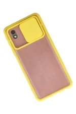 Uray store Samsung Galaxy A01 Core Kılıf Palm Buzlu Kamera Sürgülü Silikon - Sarı - Görsel 2