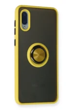 Uray store Samsung Galaxy A02 Kılıf Montreal Yüzüklü Silikon Kapak - Sarı - Görsel 2